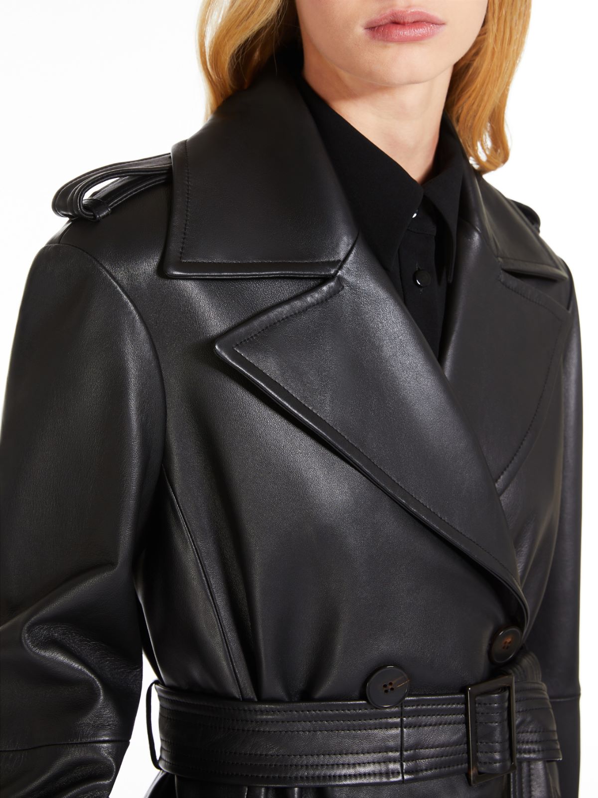 Nappa leather trench coat