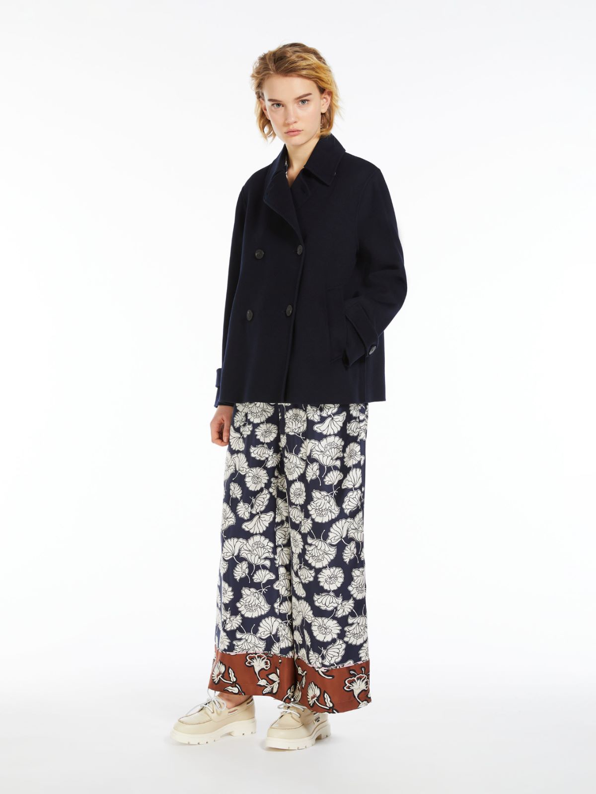 Double-breasted wool pea coat