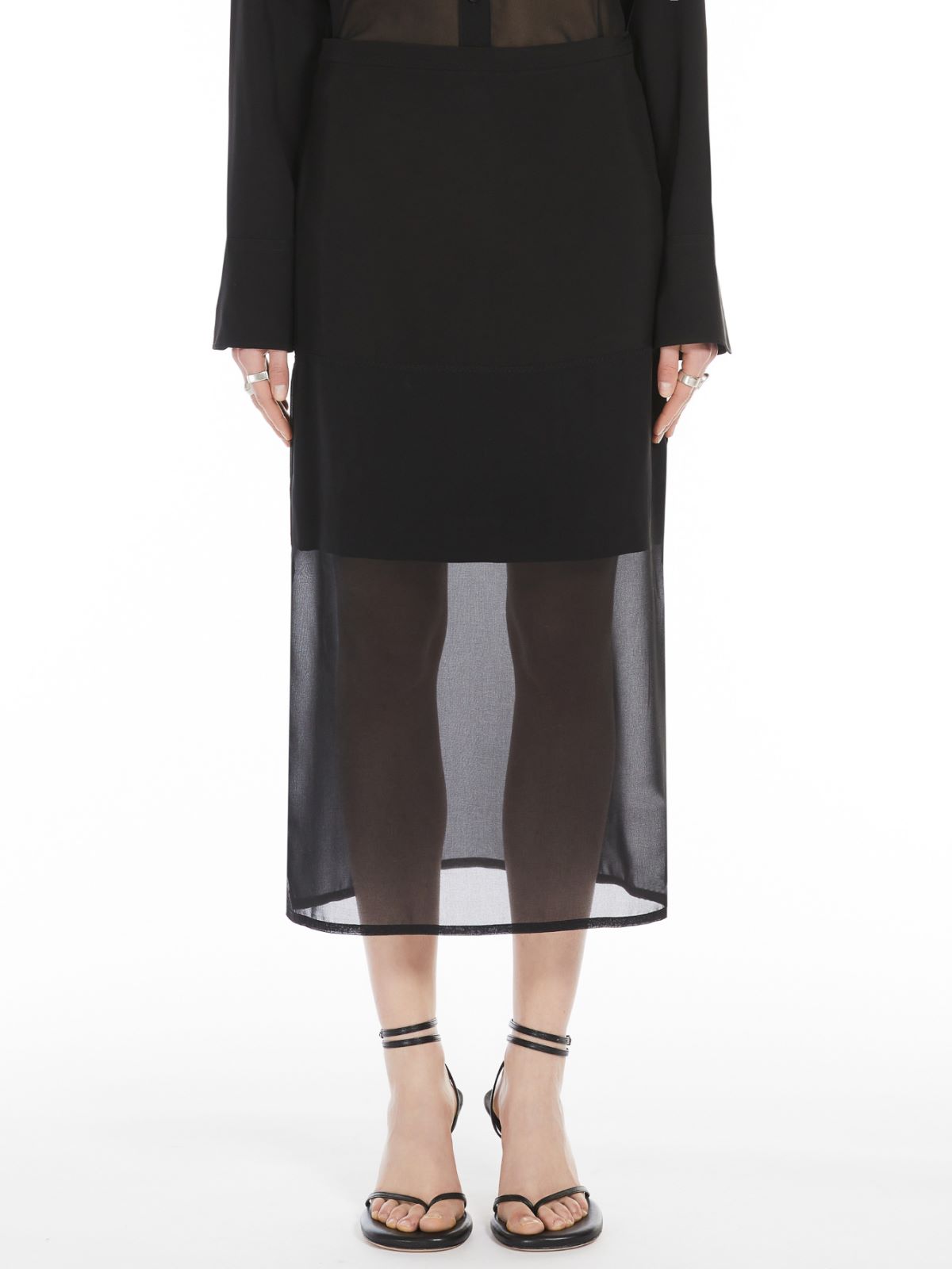 Straight-fit flounced skirt