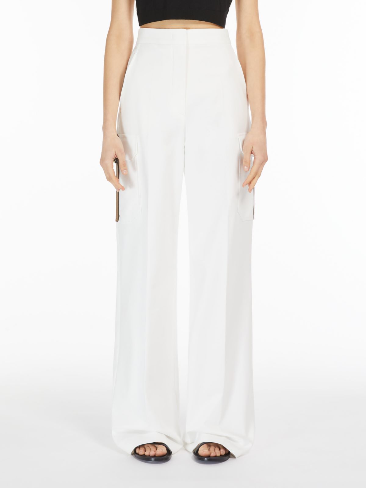 Stretch satin wide trousers