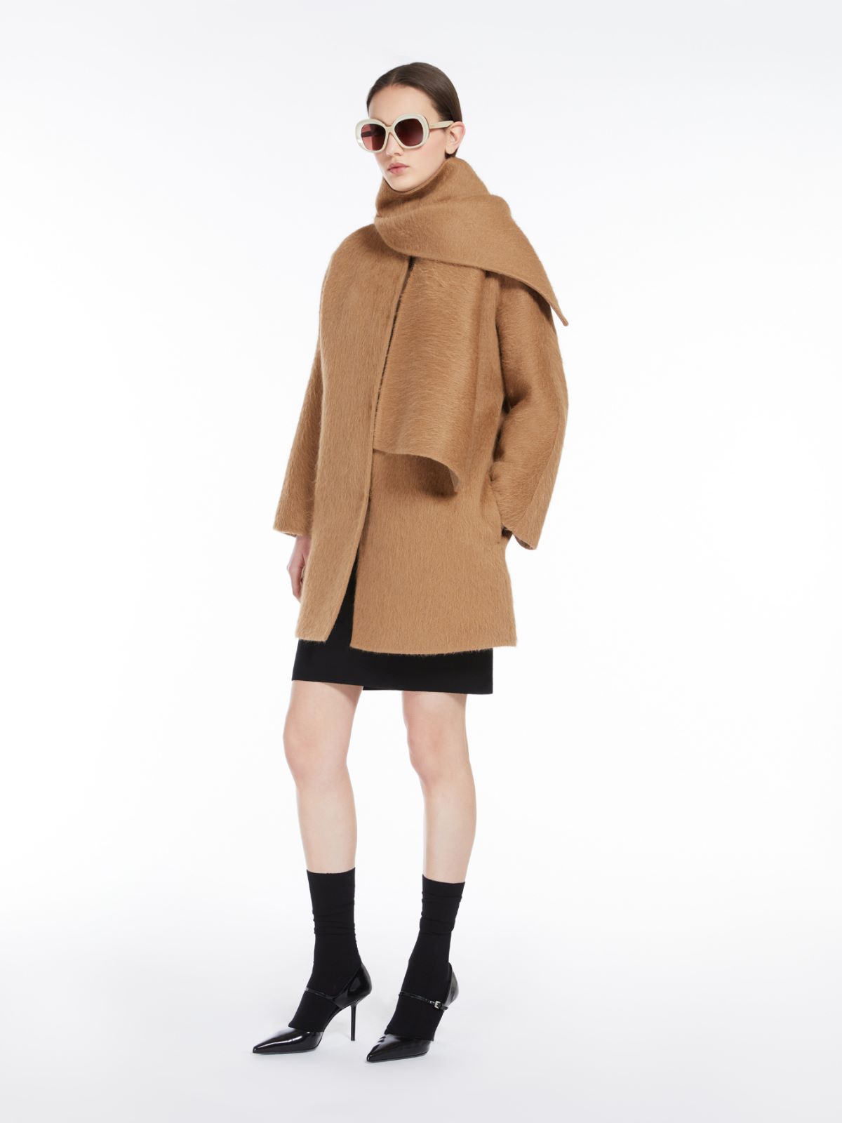 Alpaca and wool jacket with scarf