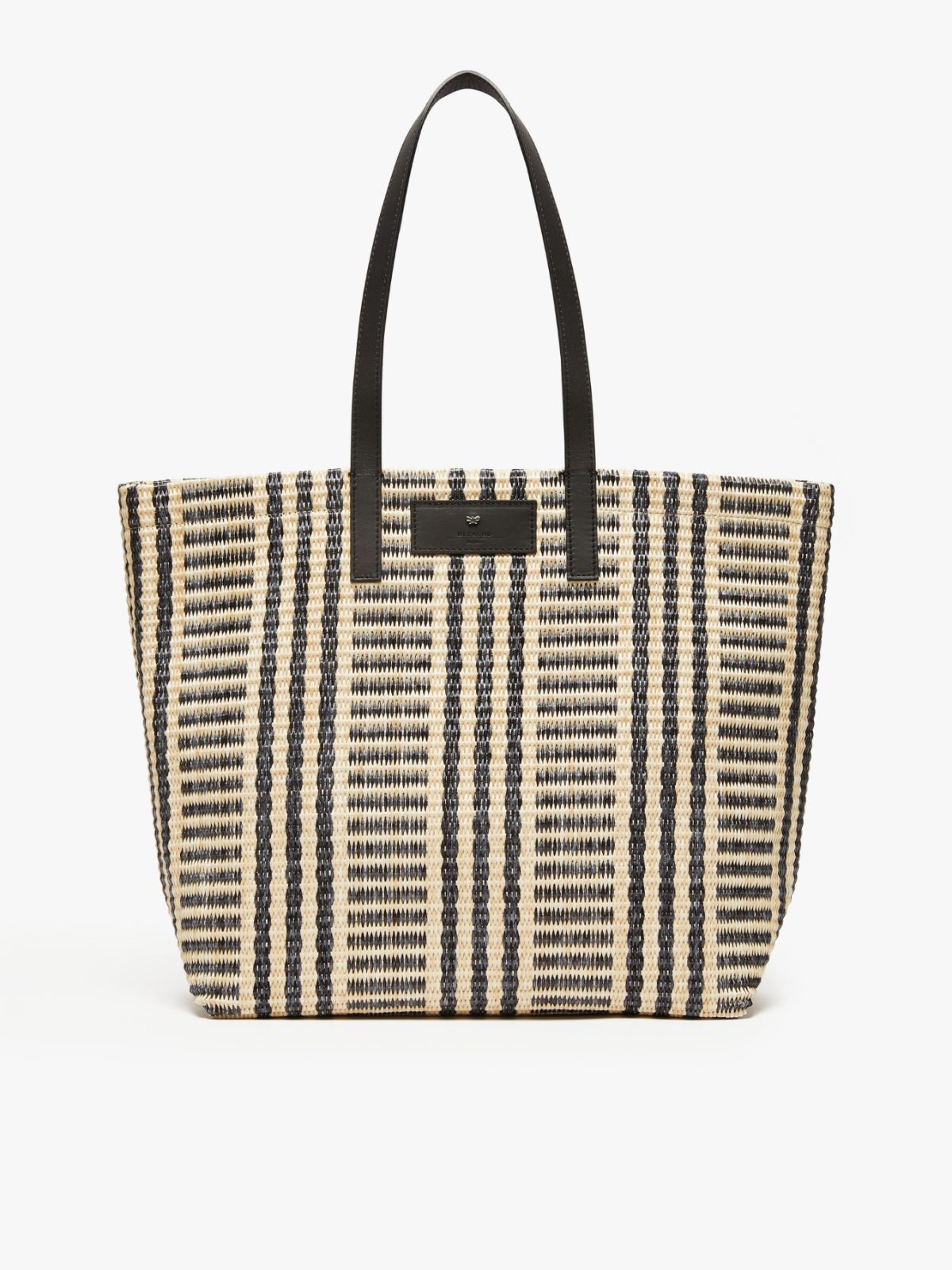 Raffia-look jacquard shopping tote