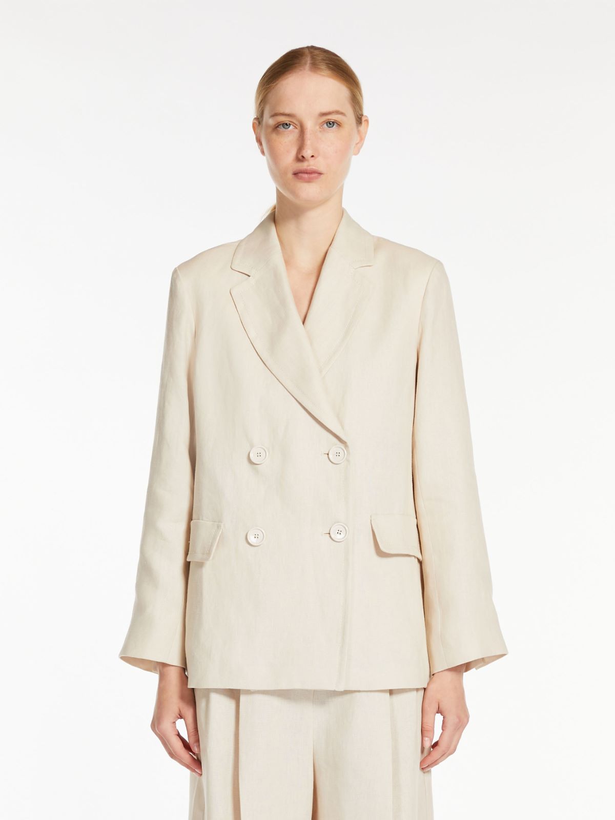 Double-breasted linen blazer