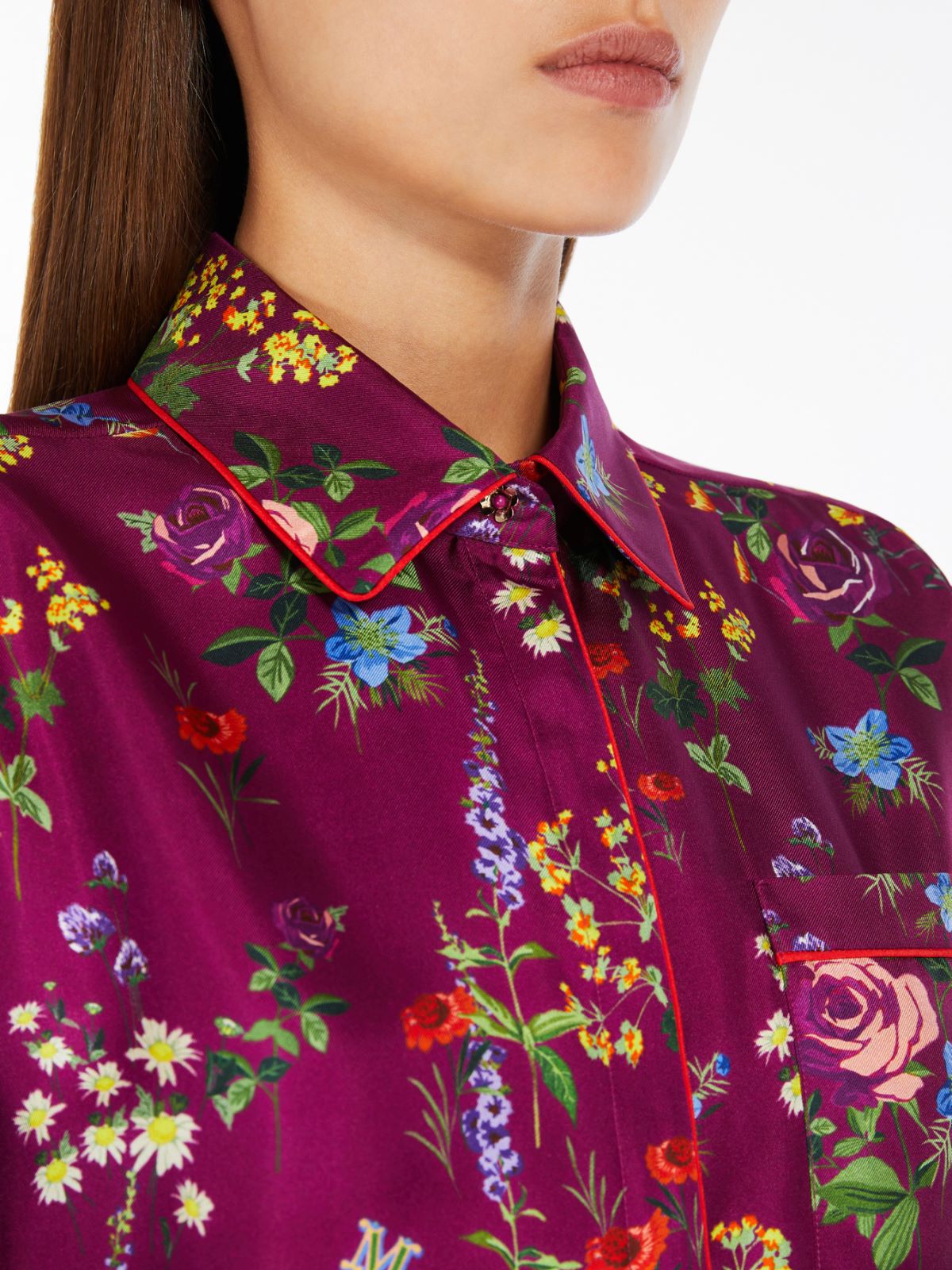 Printed silk pyjama-style shirt