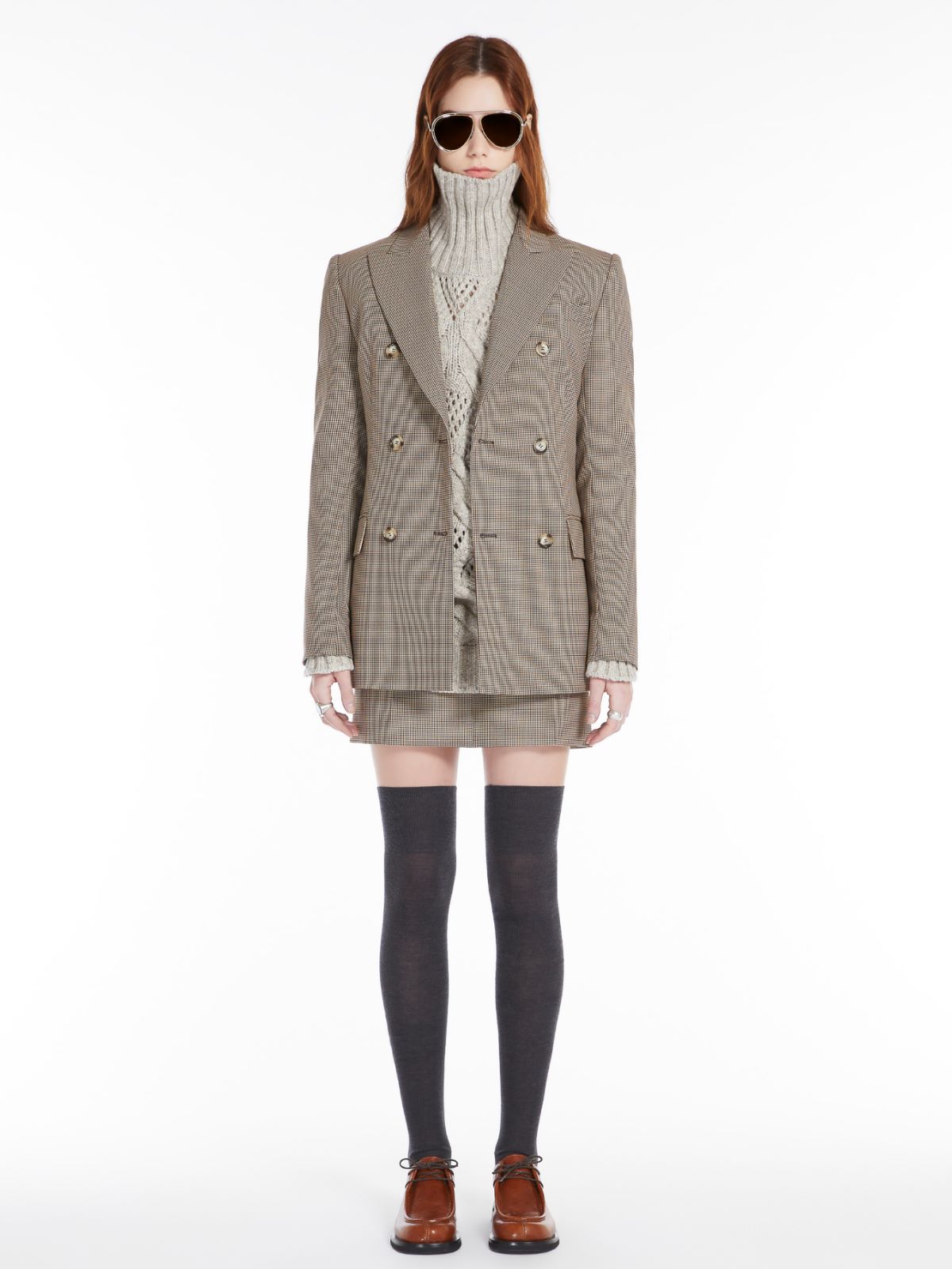 Stretch wool mini skirt