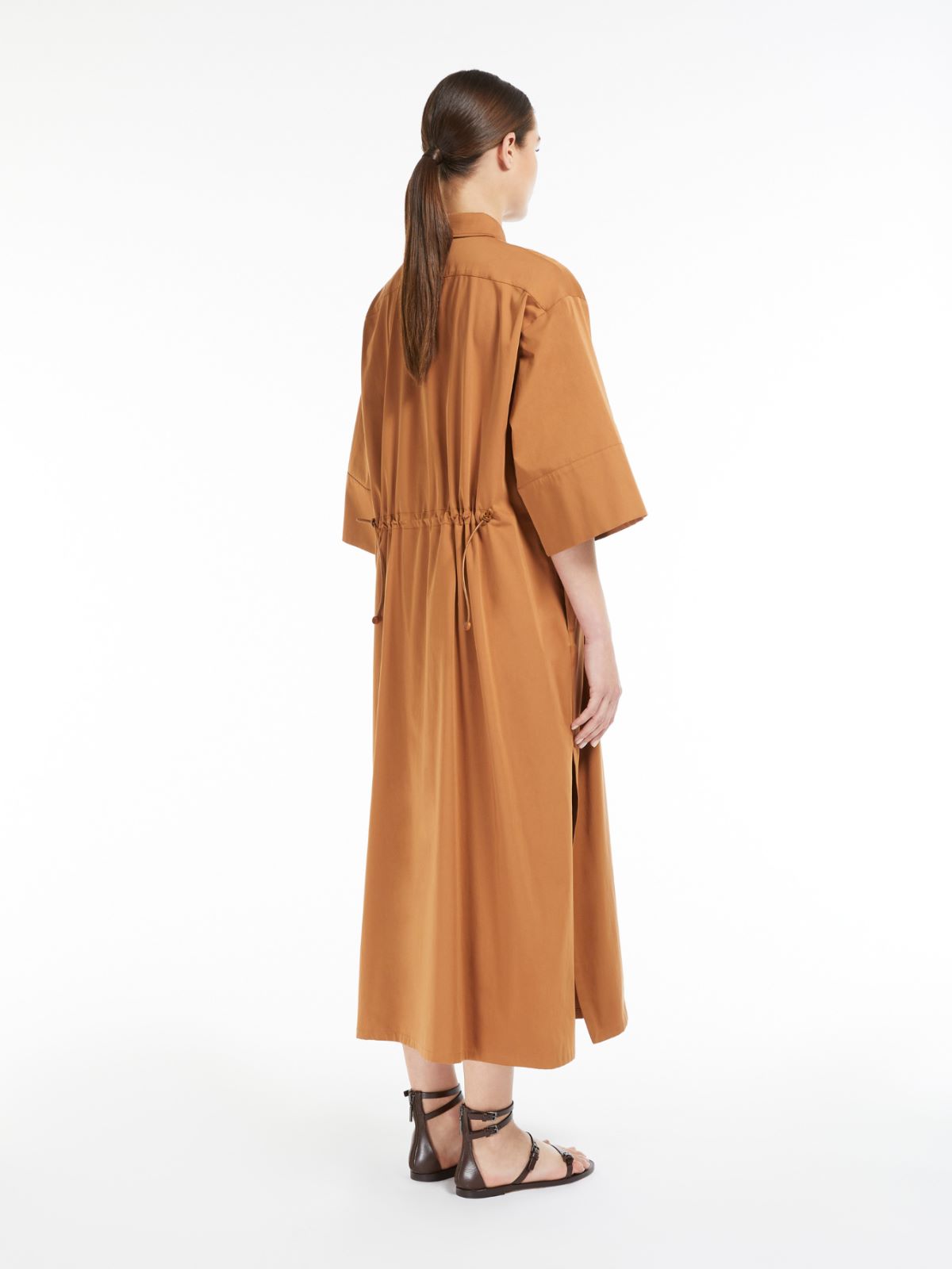 Cotton and silk dress with drawstring