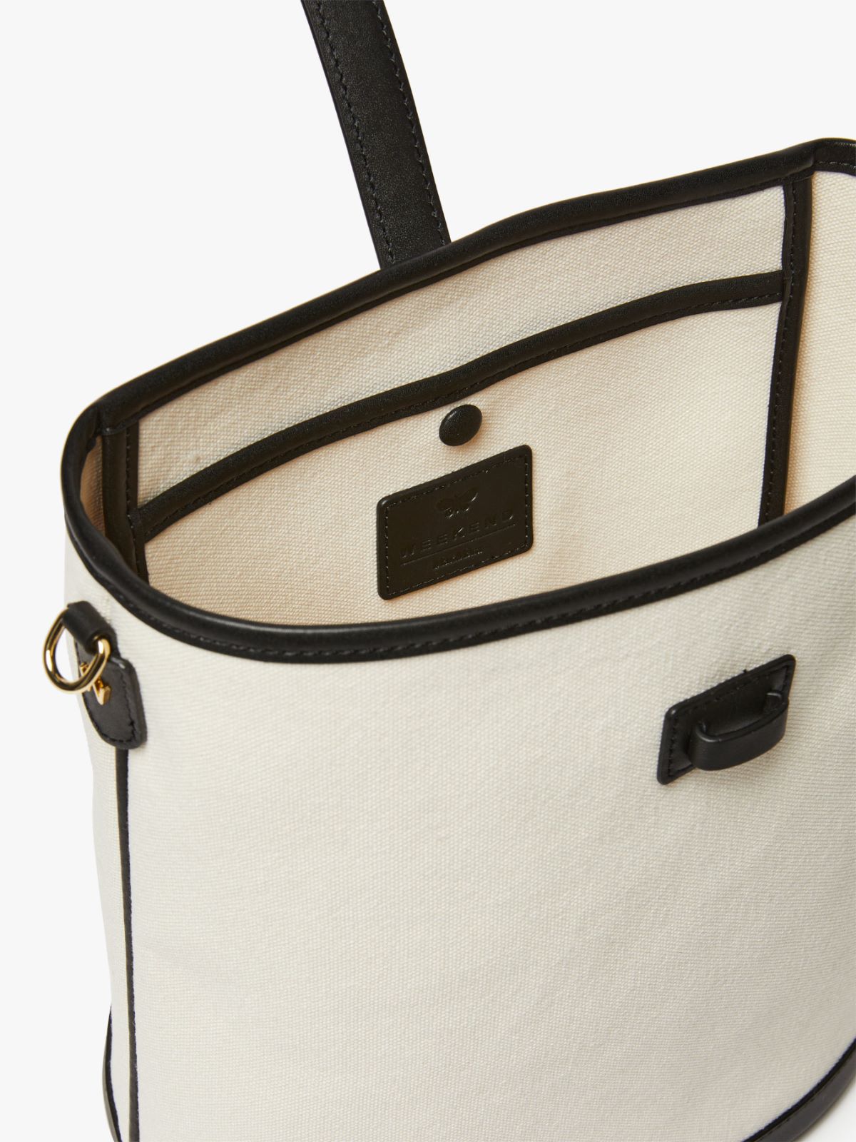 Canvas and leather bucket bag