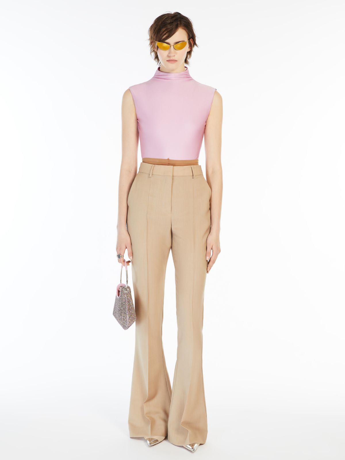 Flared slim-fit trousers