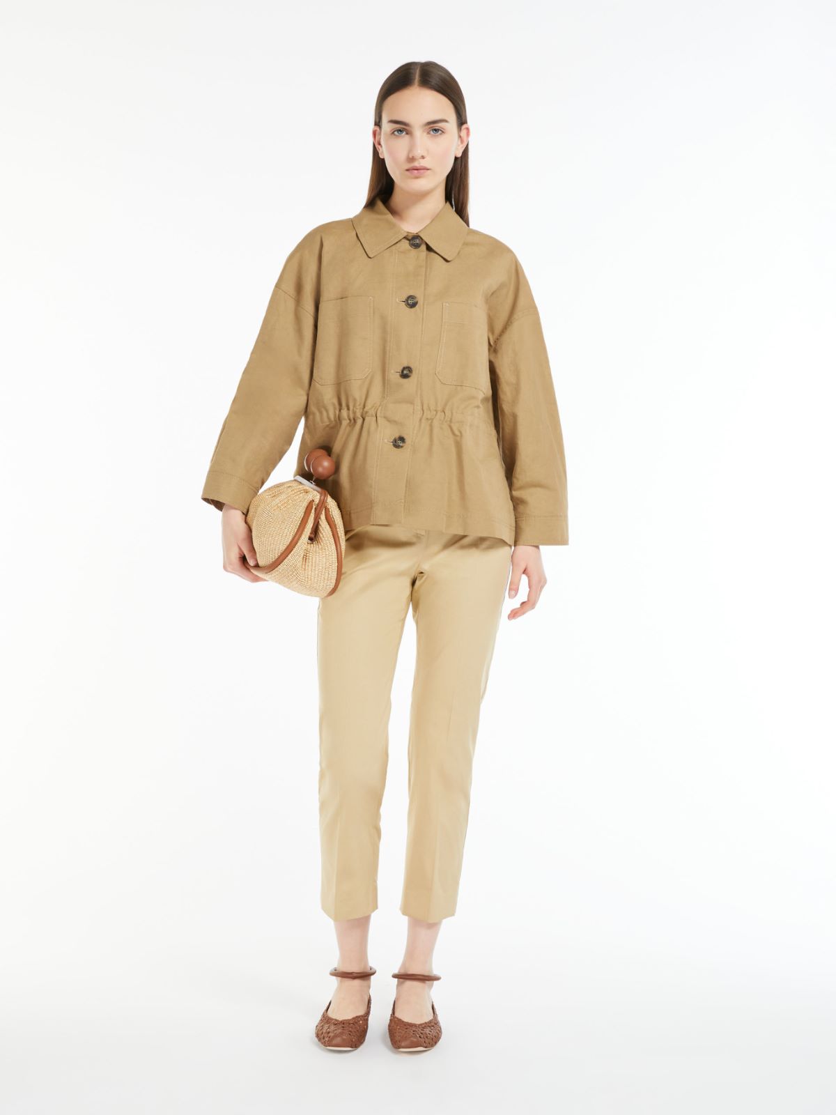 Cotton and linen basketweave jacket