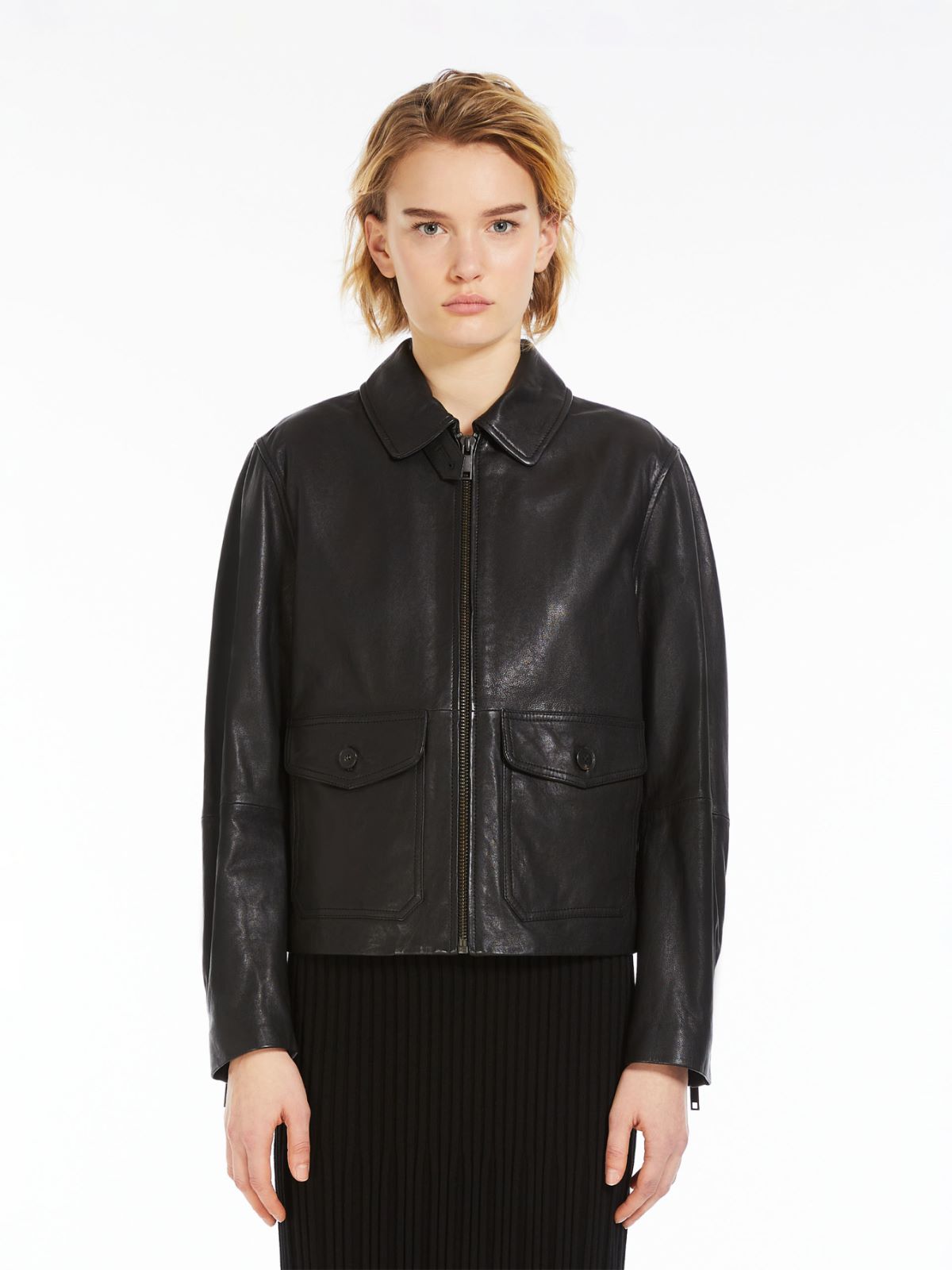 Pocket-detail nappa leather jacket