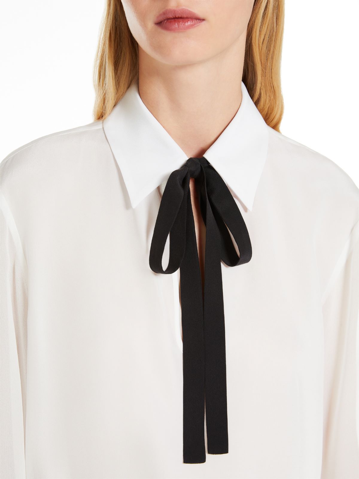 Silk blouse with bow tie