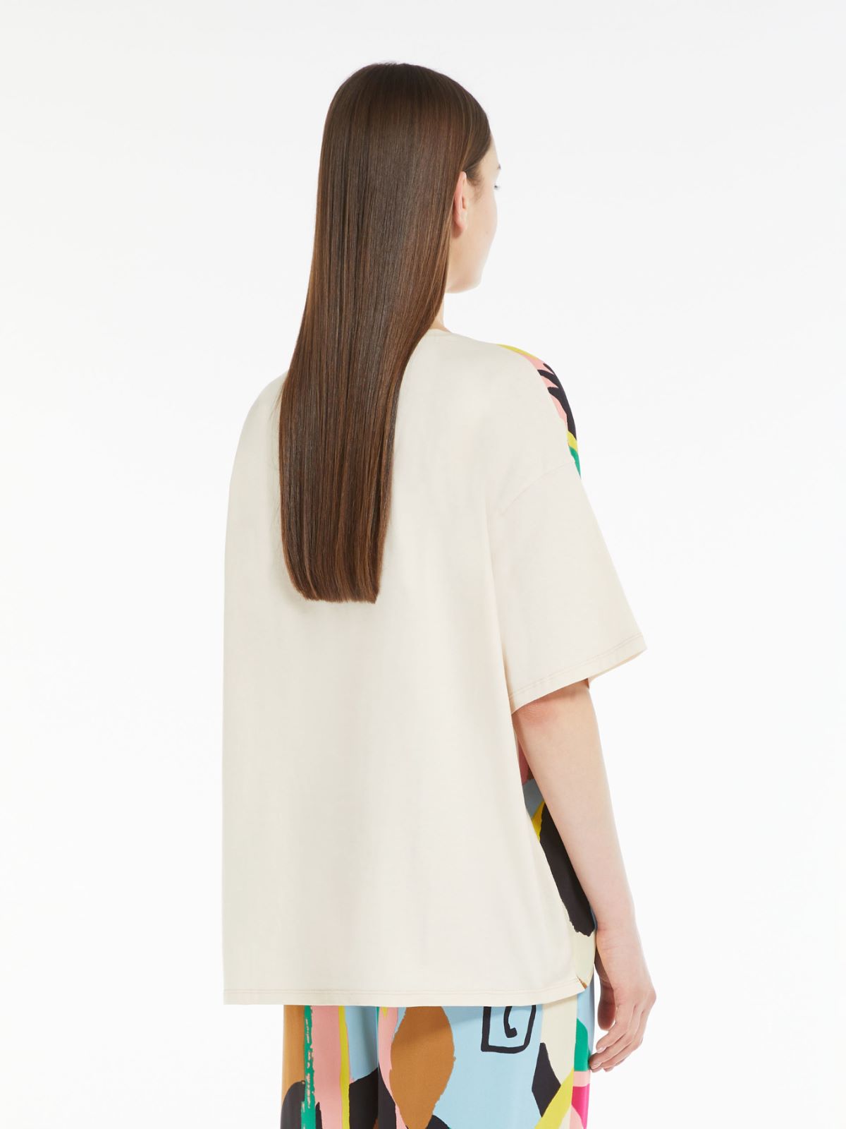 Jersey and crepe T-shirt