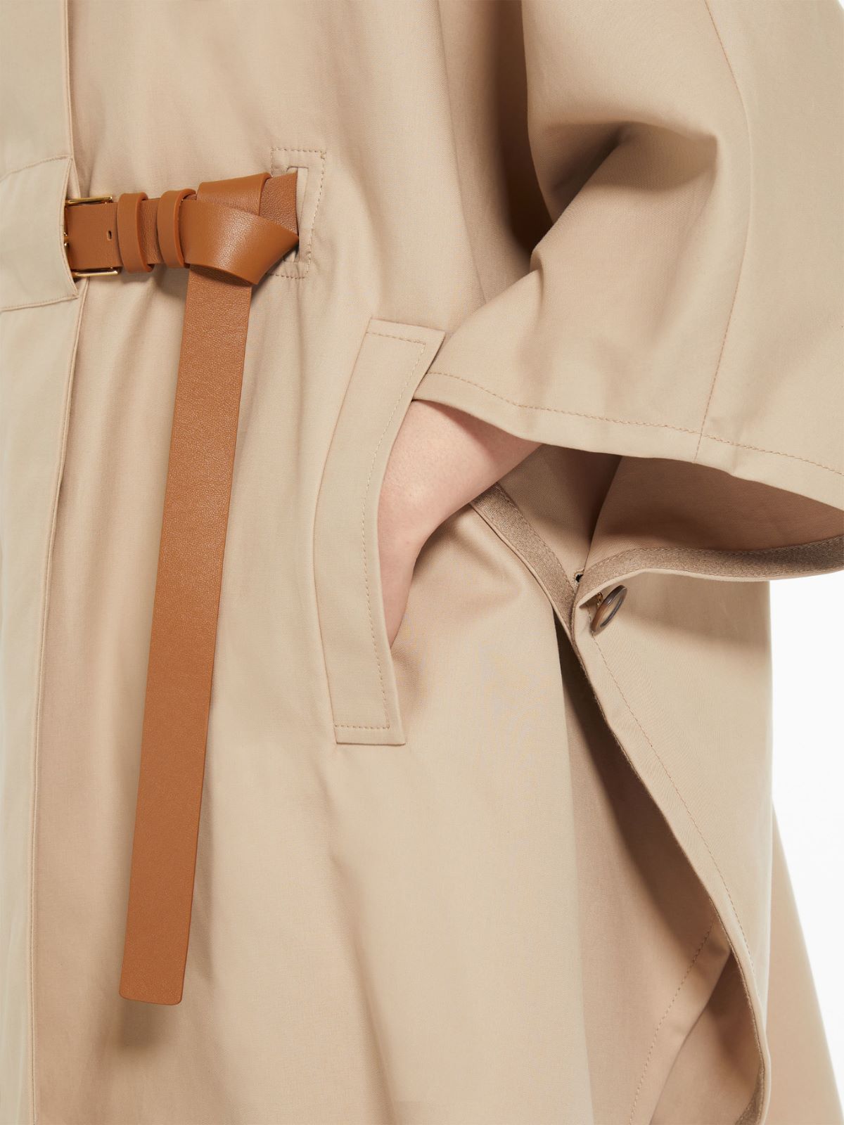 Cotton gabardine cape with belt