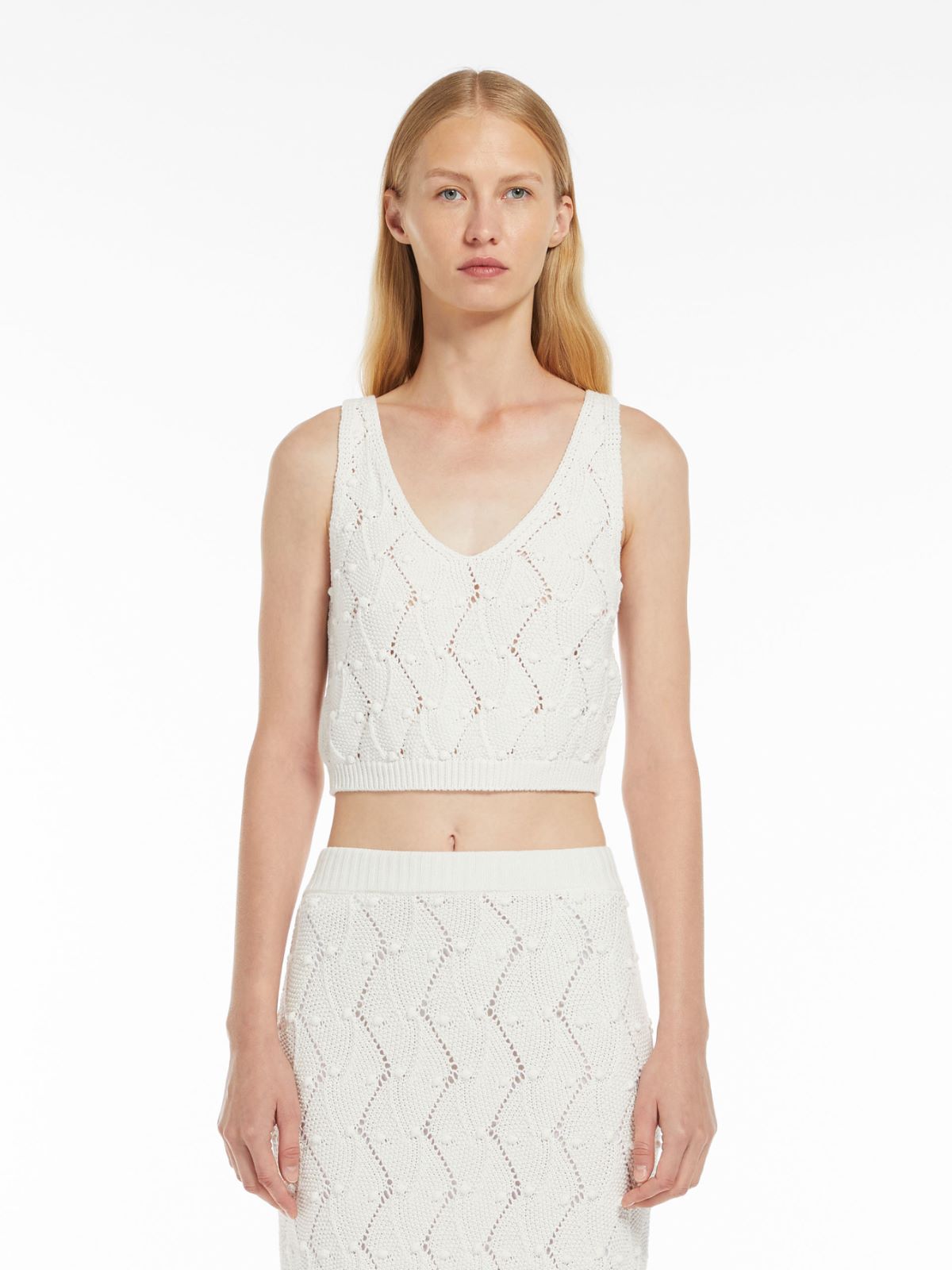 Patterned cotton-blend crop top