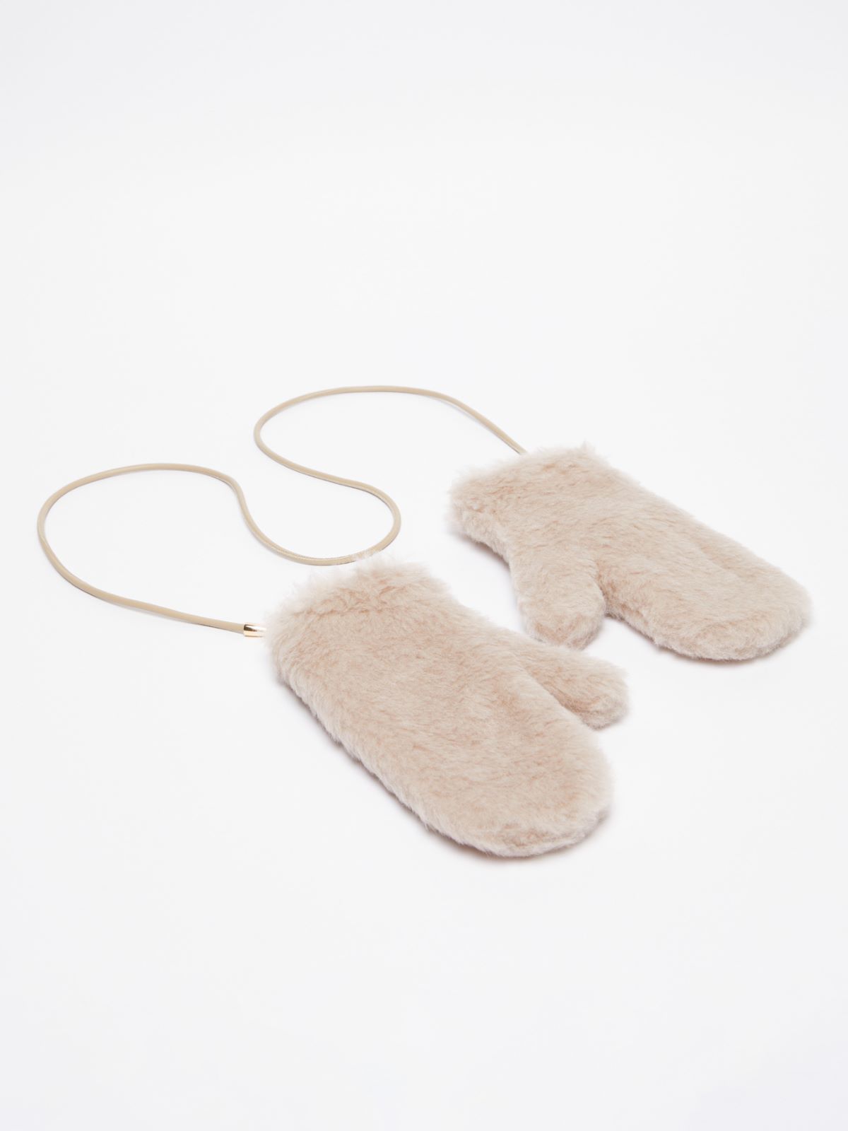 Alpaca and wool Teddy fabric mittens