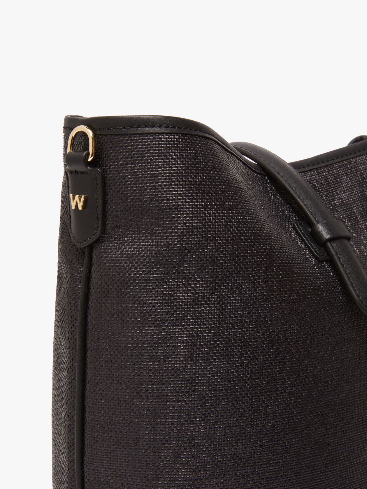 Raffia-look fabric bucket bag