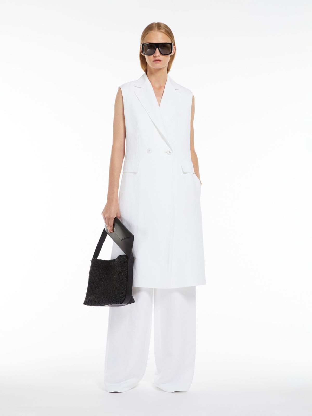 Viscose and linen waistcoat