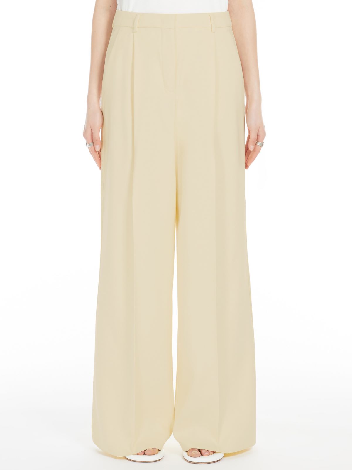Wide-fit double-faced cady trousers