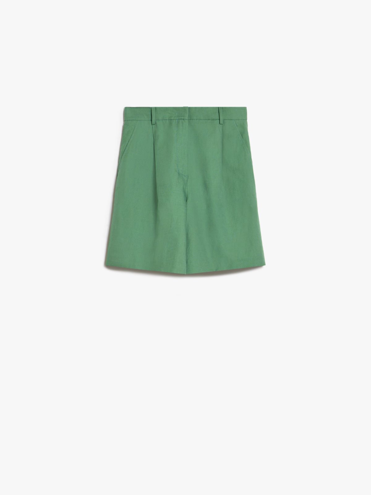 Cotton and linen canvas Bermuda shorts