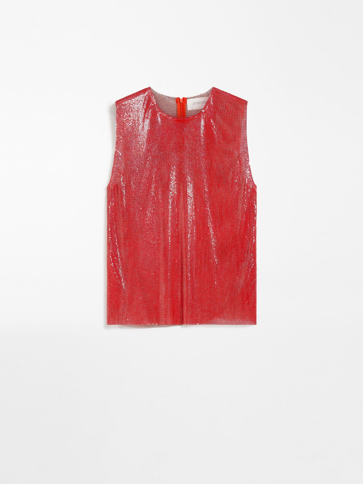 Sleeveless top in metallic mesh