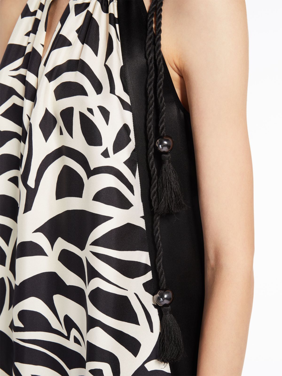 Printed silk halter neck dress