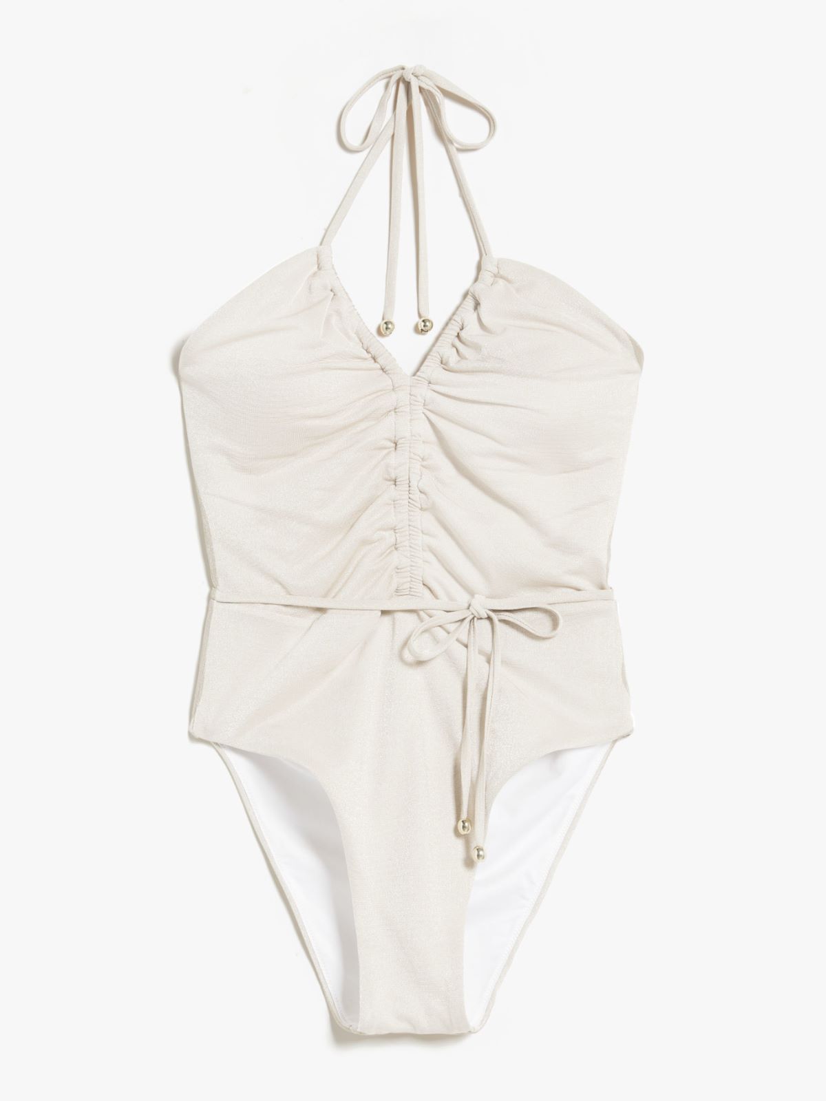 Jersey and lurex one-piece swimsuit
