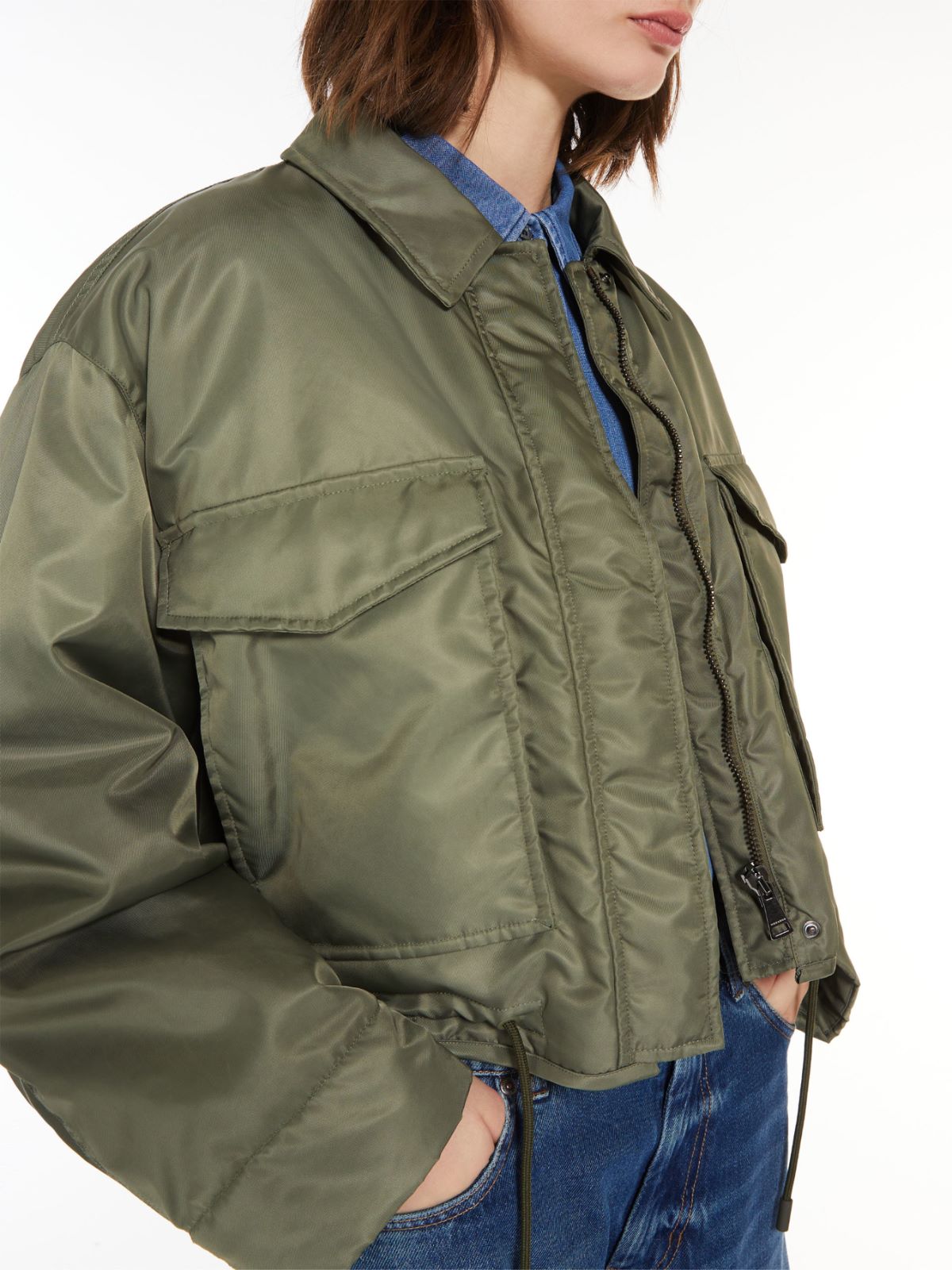 Reversible water-repellent twill bomber jacket
