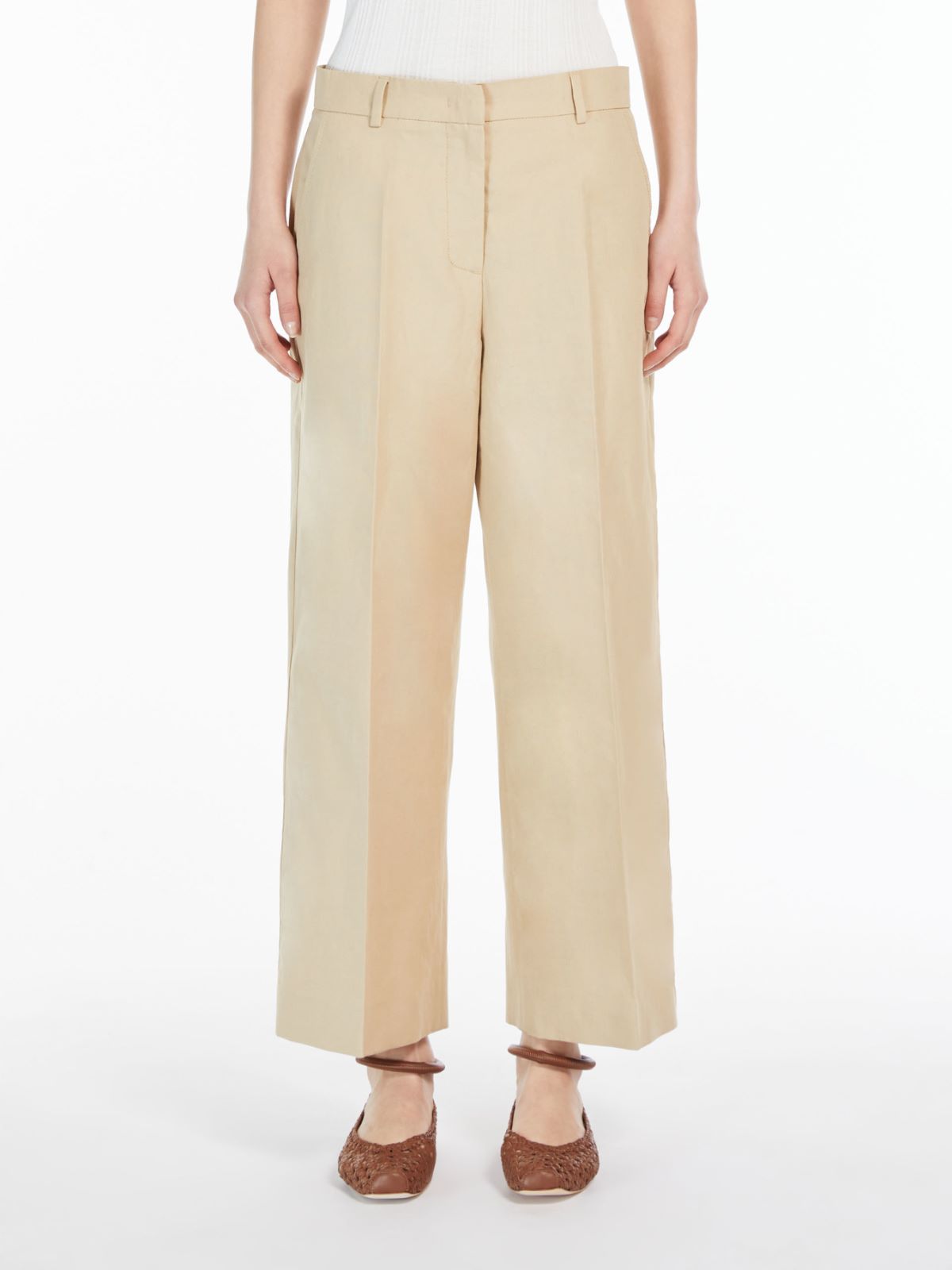 Cotton and linen canvas trousers