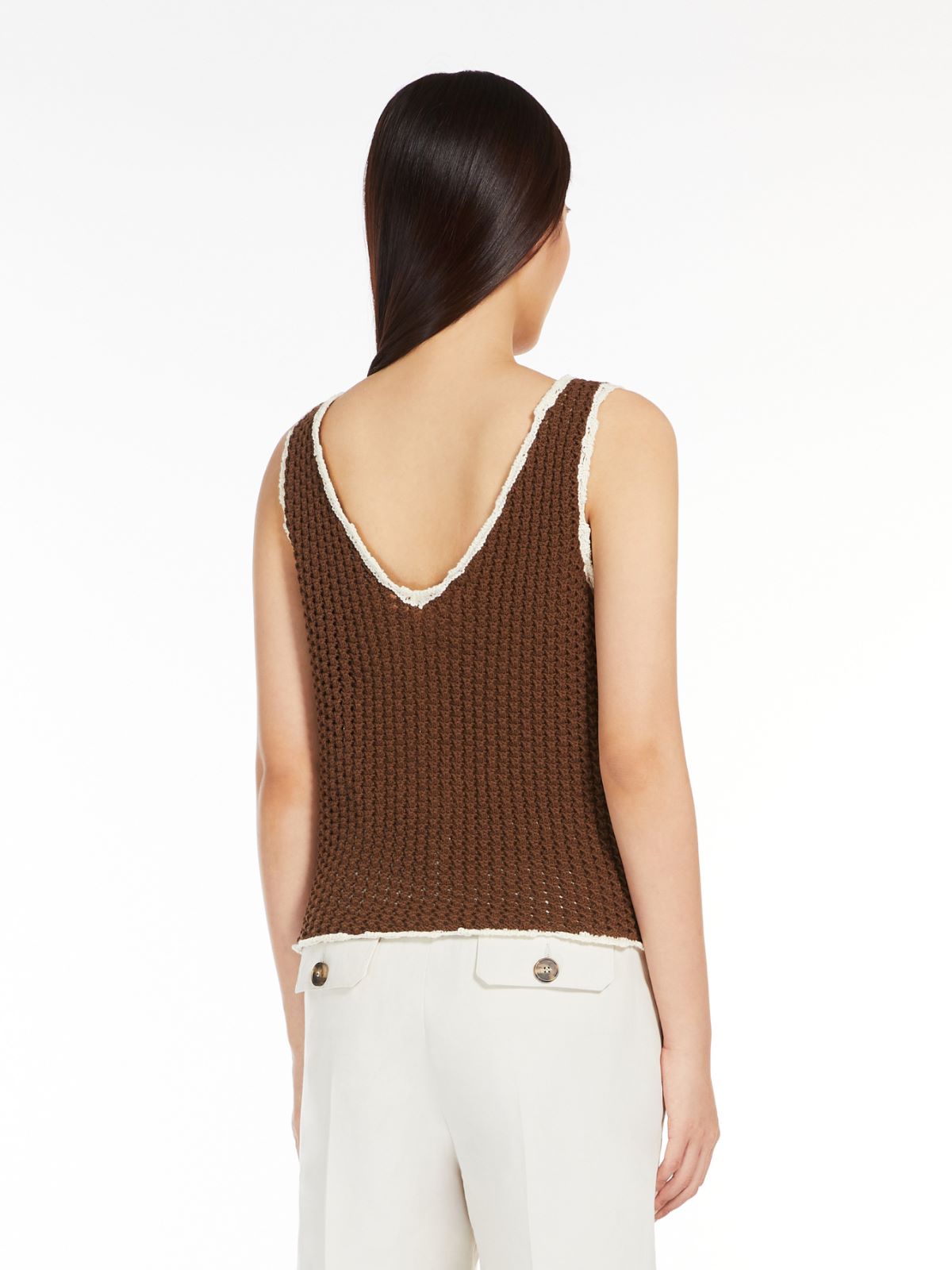 Crochet-knit cotton vest top