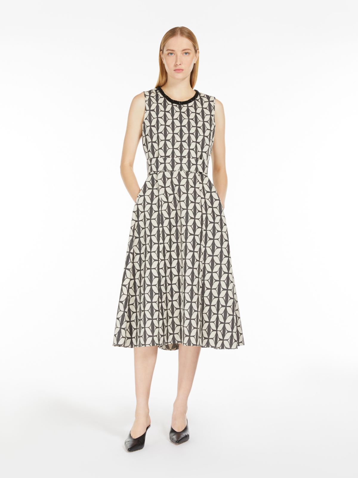 Cotton jacquard midi dress