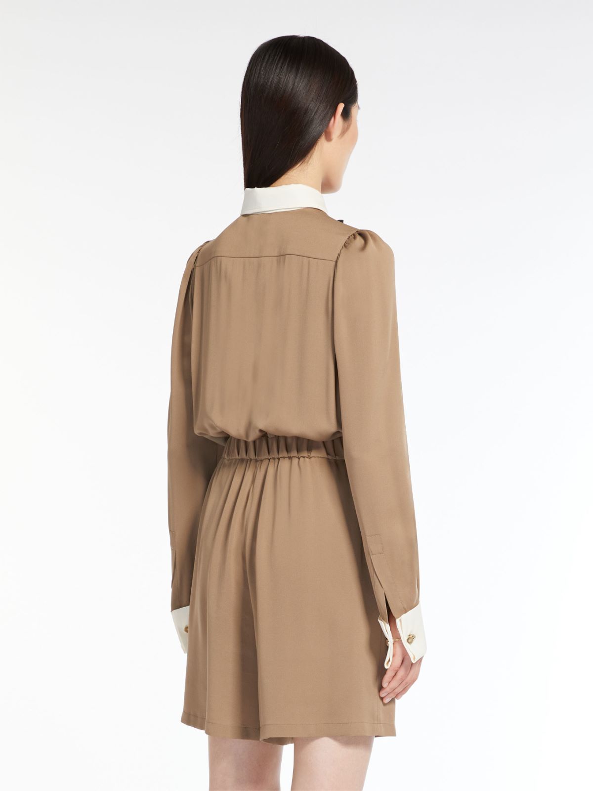 Short jumpsuit in silk charmeuse