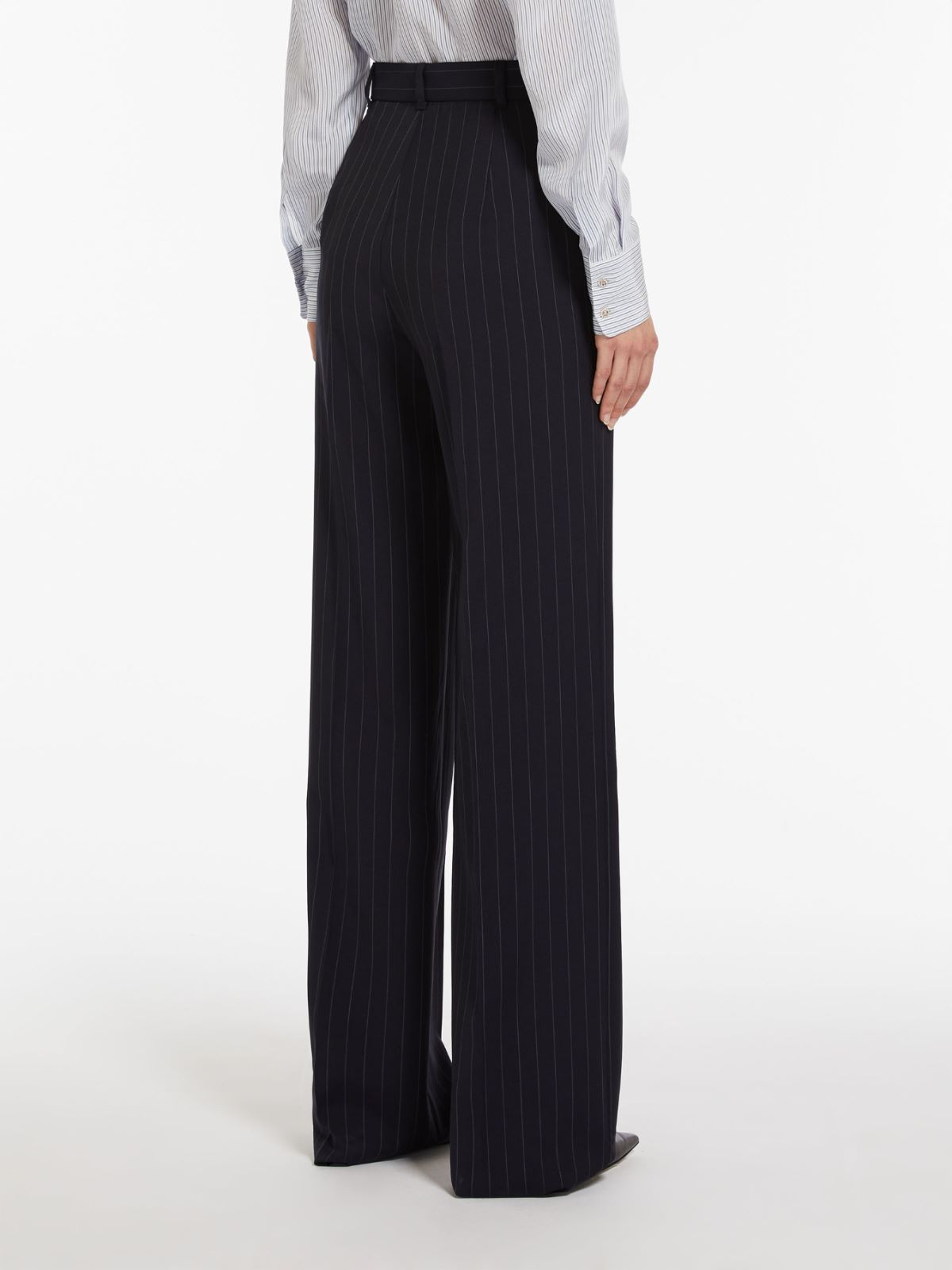 Pinstripe wool trousers