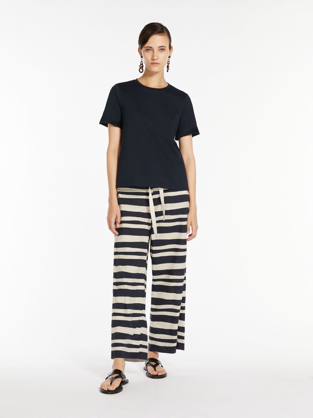 Poplin trousers with drawstring