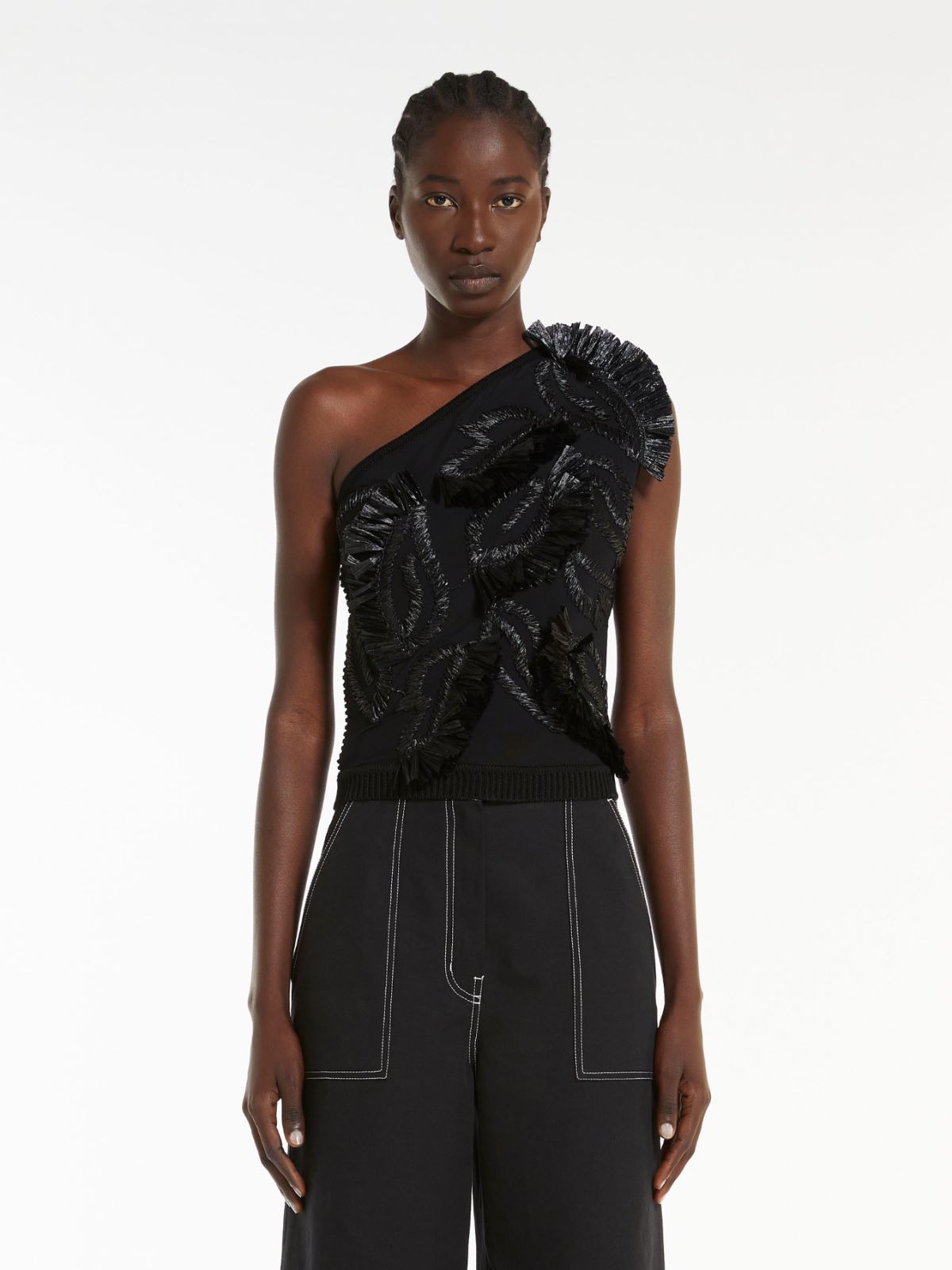 One-shoulder knit top