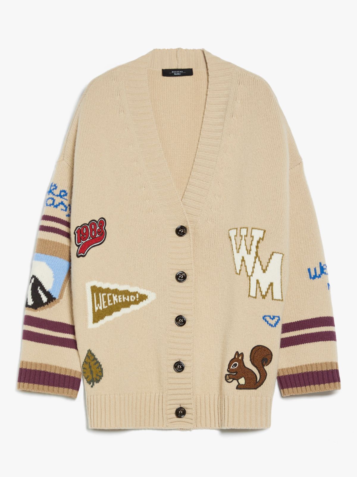 Inlay-detail wool cardigan