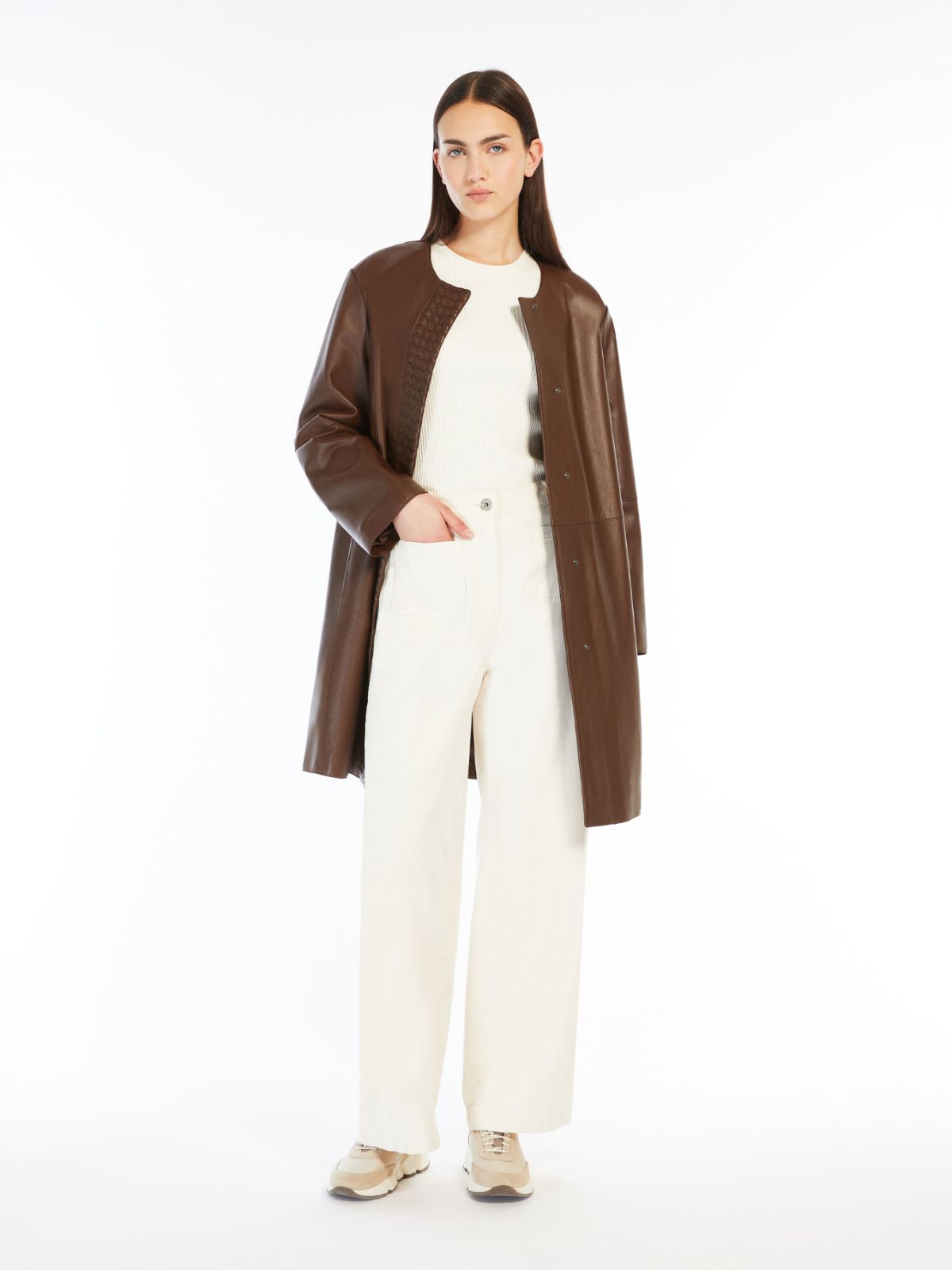 Nappa leather duster coat
