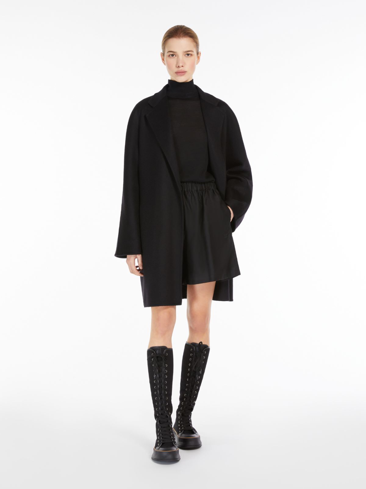 Short cashmere wrap coat