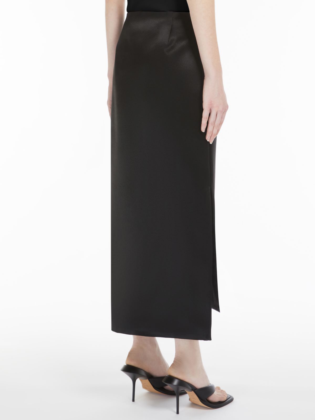 Long slit wrap-style skirt