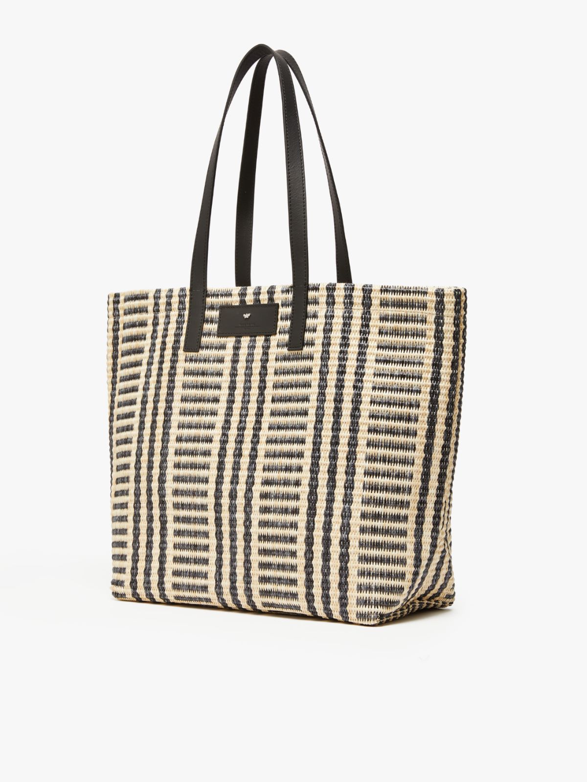 Raffia-look jacquard shopping tote