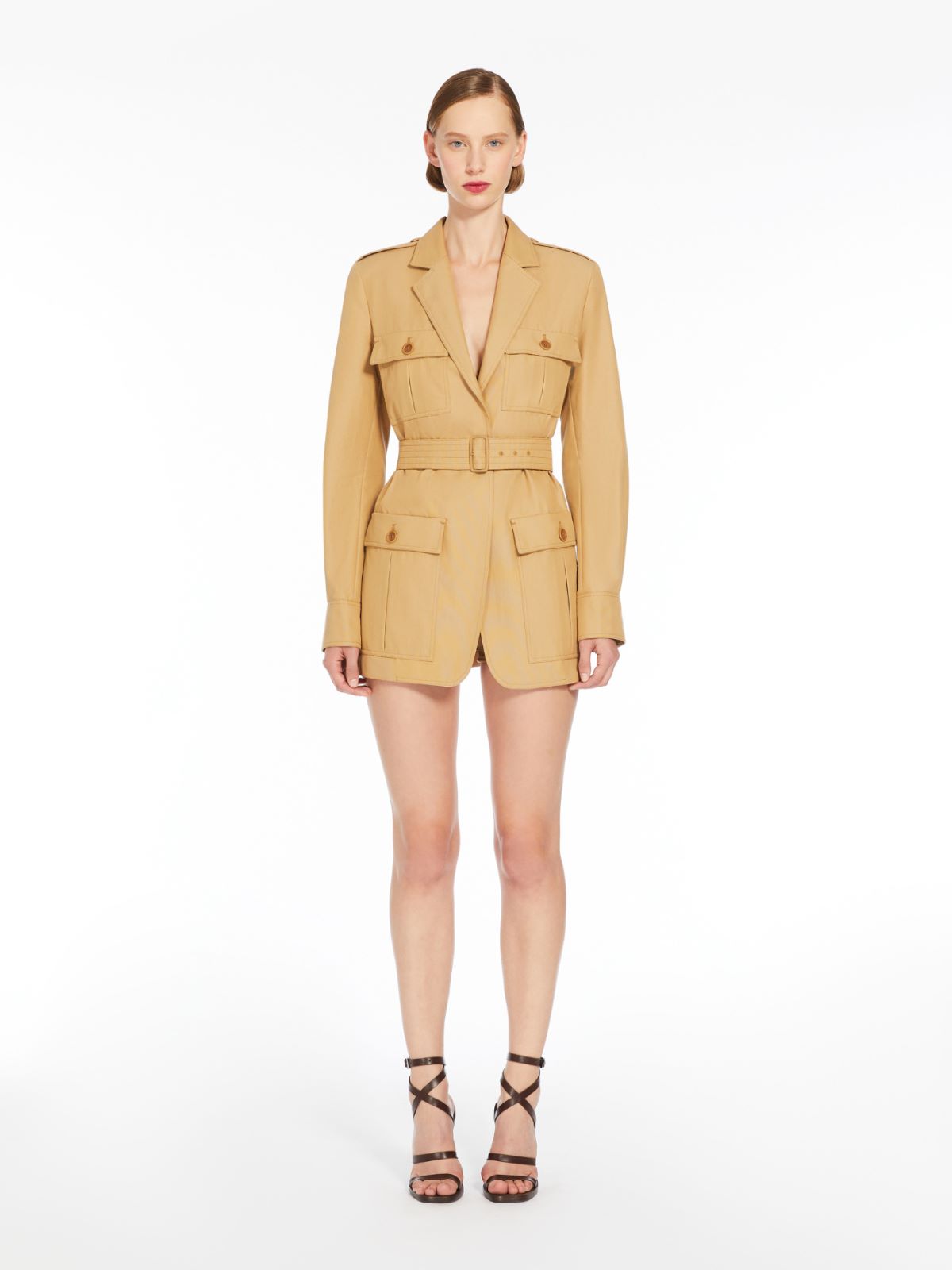 Water-repellent canvas safari jacket