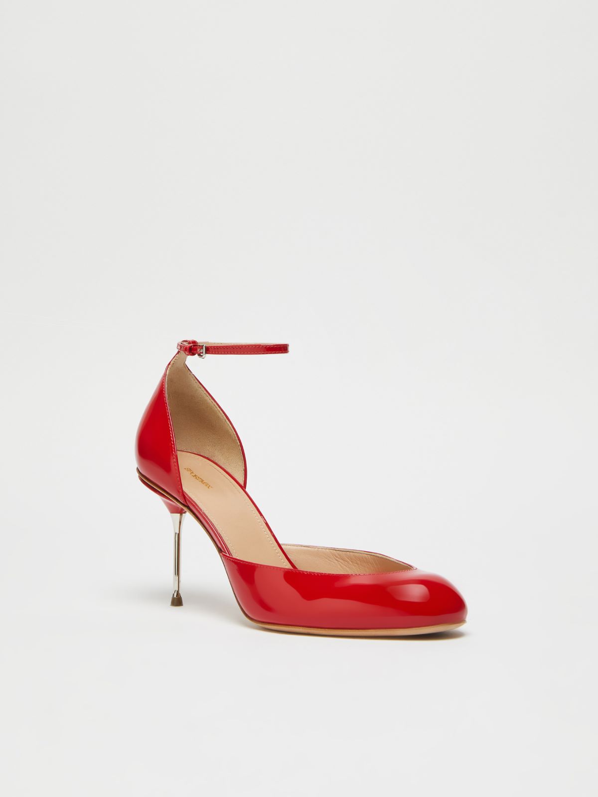 Patent-leather Mary Jane court shoes