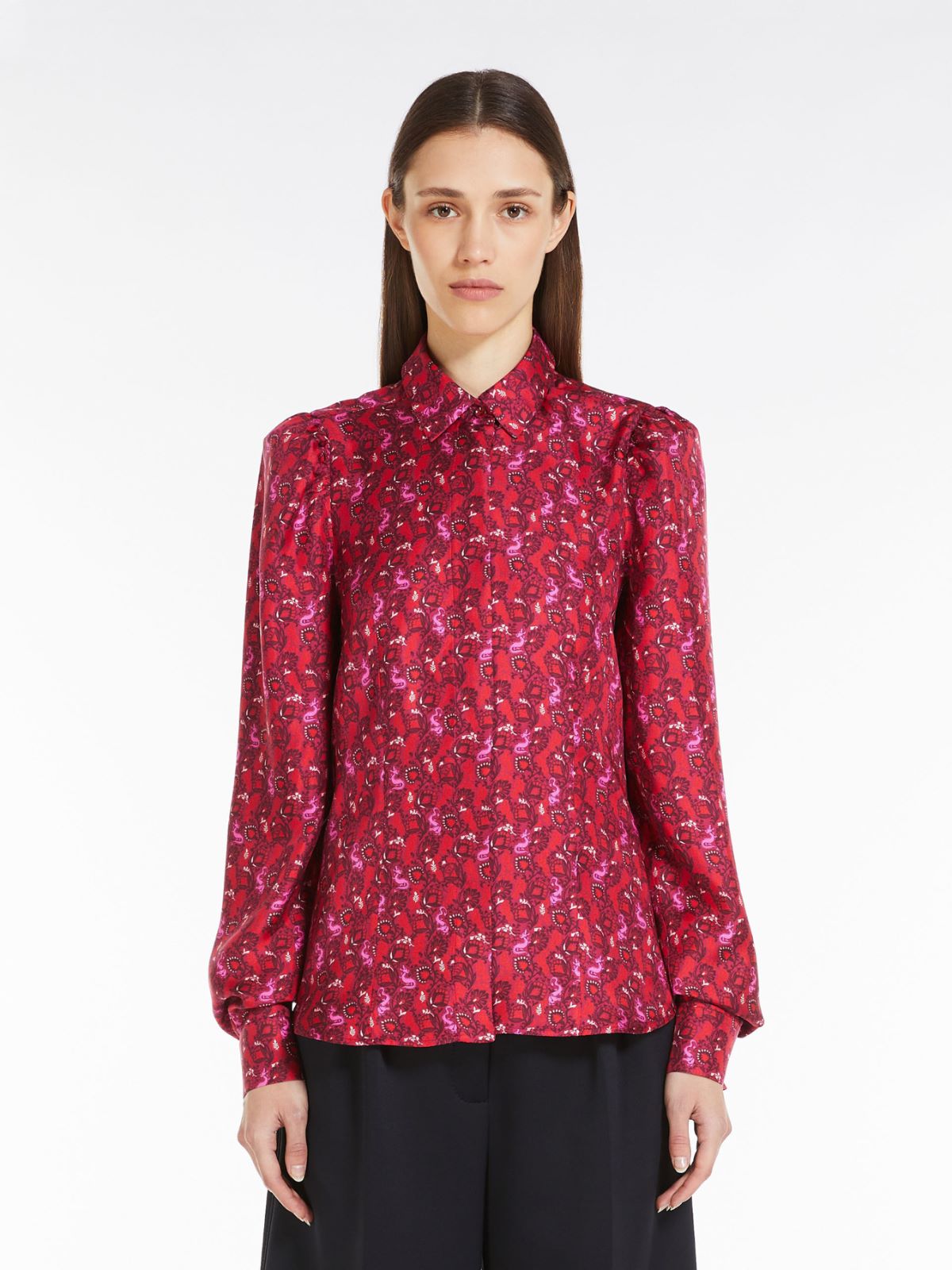 Printed silk twill shirt