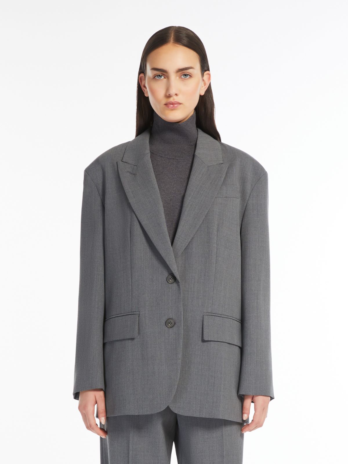 Oversized wool-blend gabardine blazer