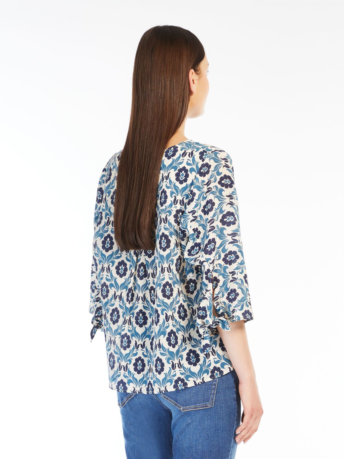 Printed crepe de chine blouse