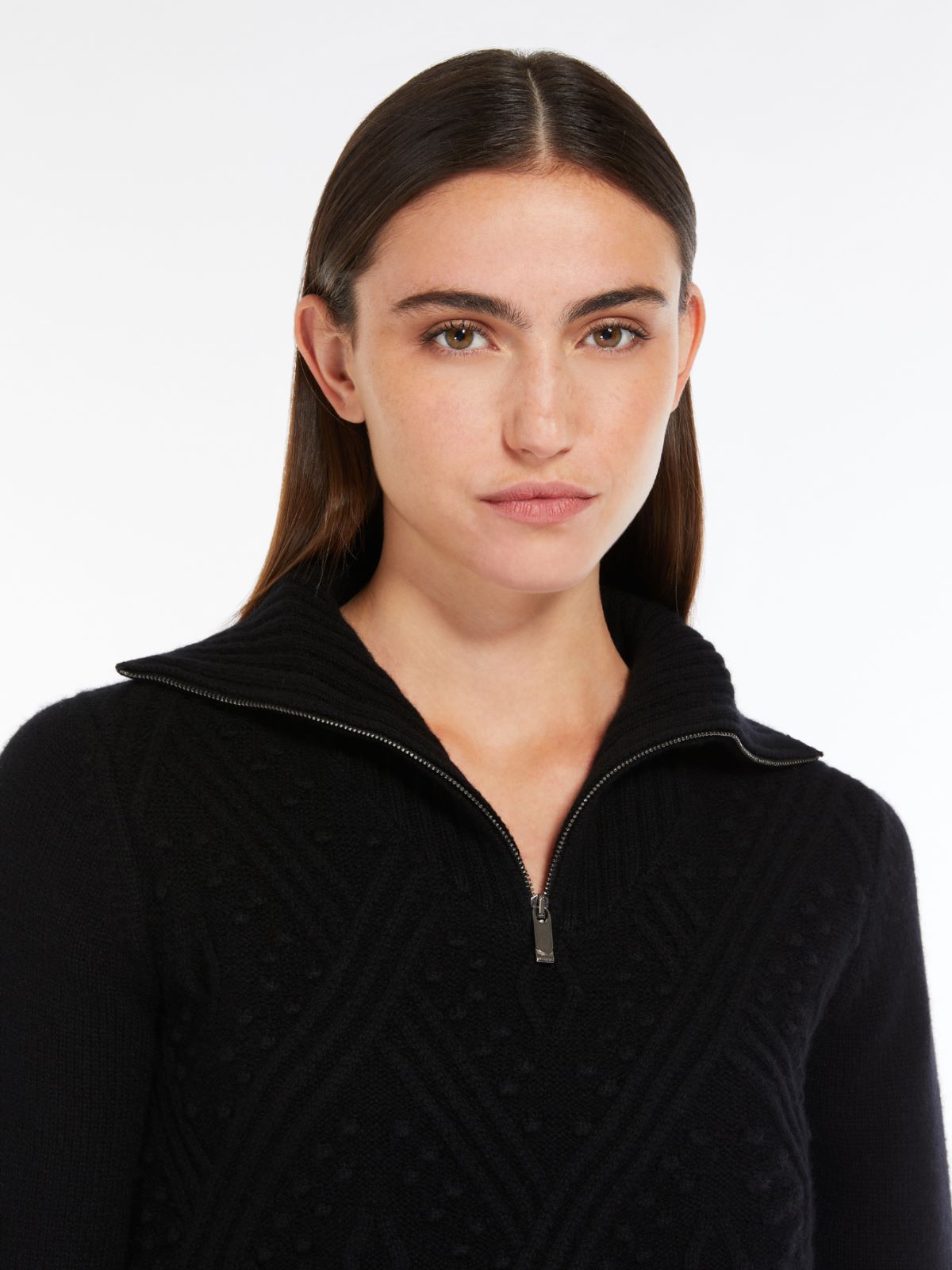 Cashmere-blend jumper with zip