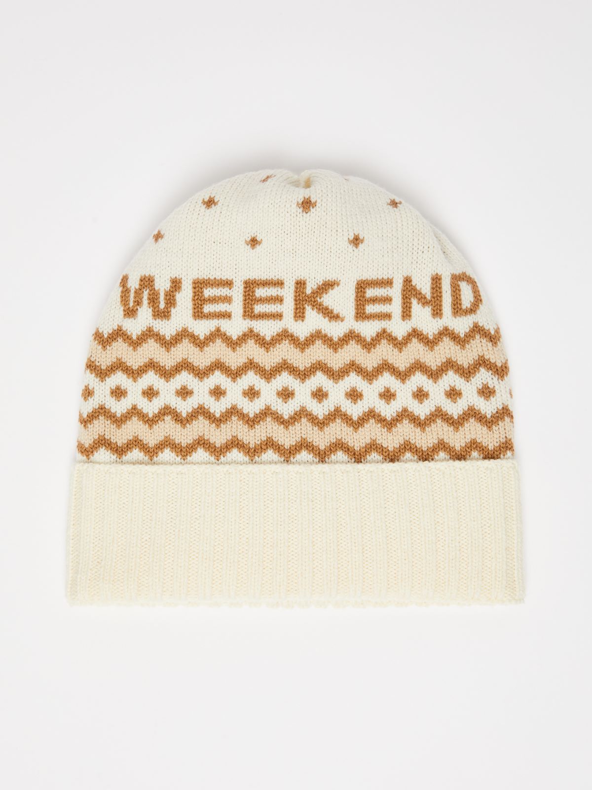 Jacquard-knit wool beanie hat