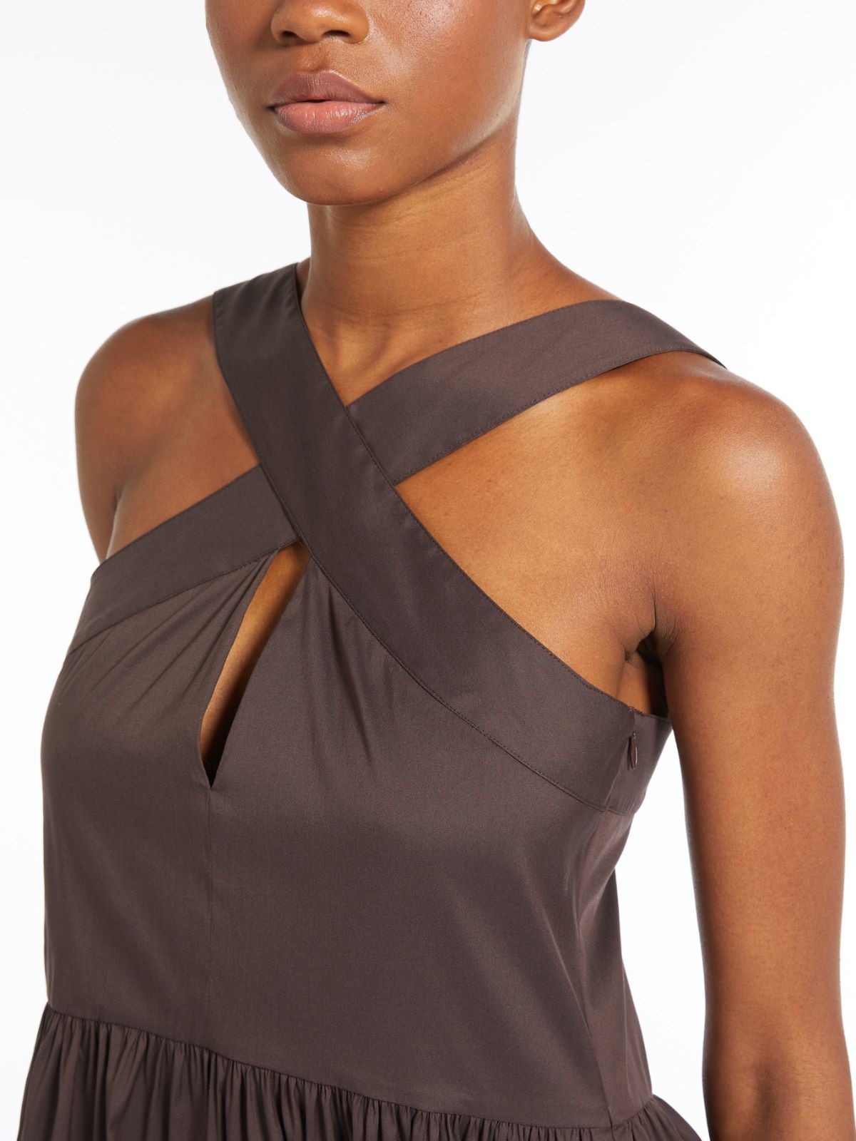 Long stretch poplin dress