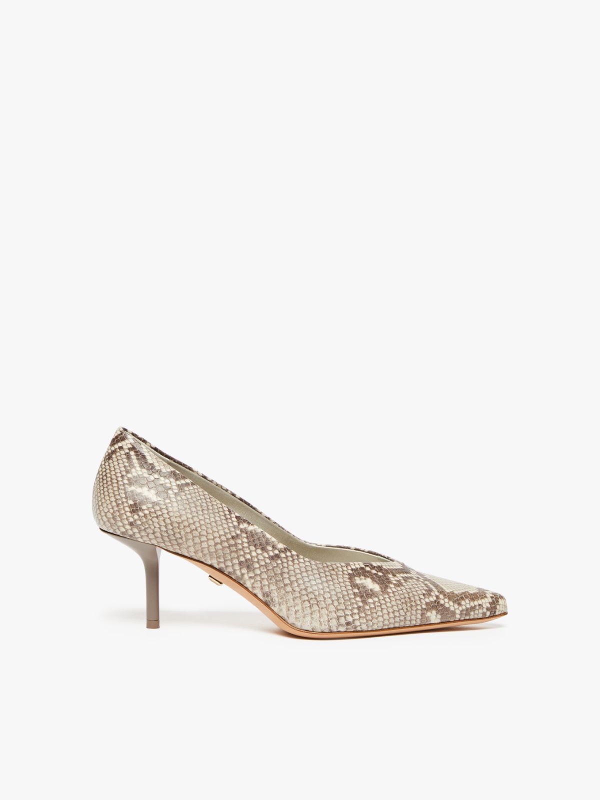 Python-print leather court shoes