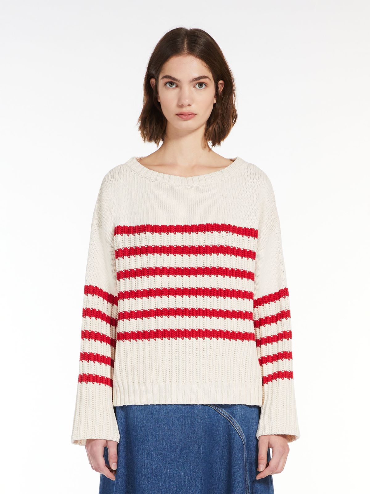 Cotton boat-neck sweater