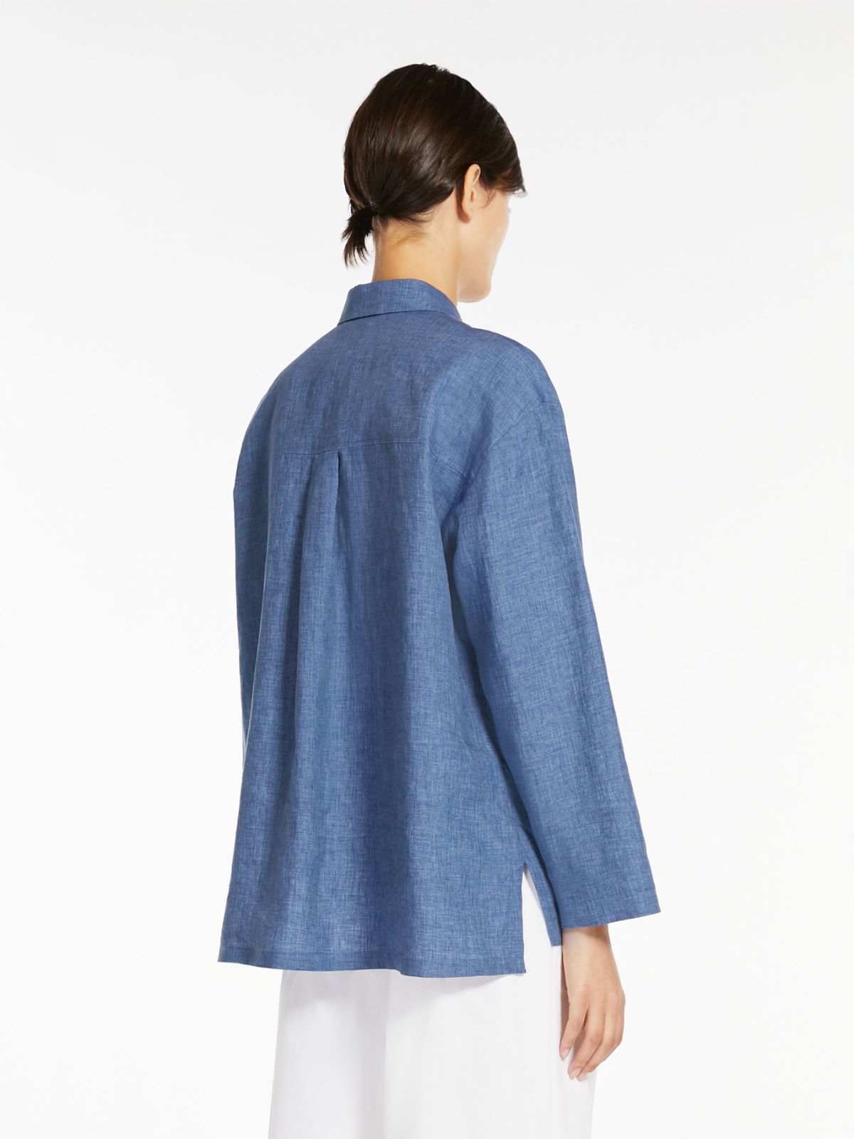 Pocket-detail linen canvas shirt